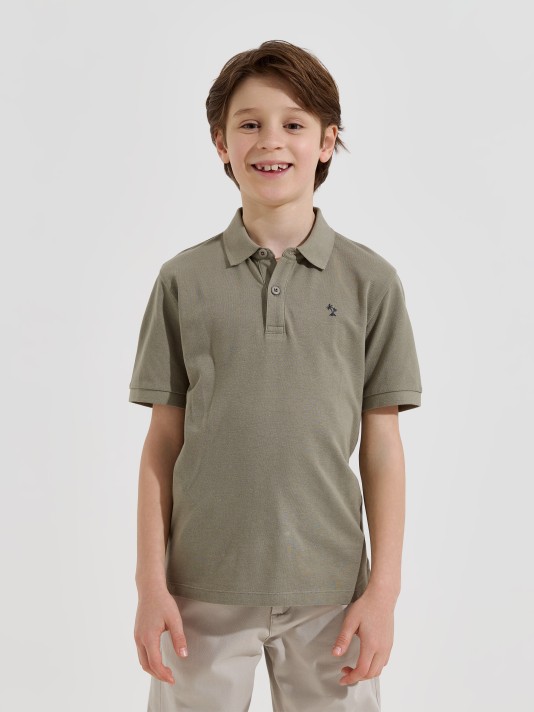 Polo em malha piquet com estampado