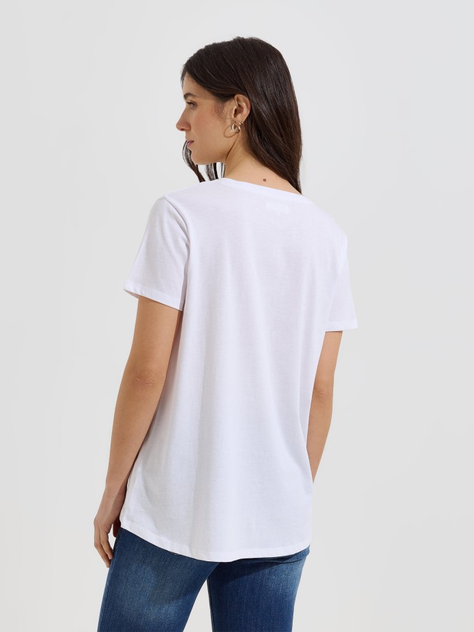 T-shirt estampada com brilhantes