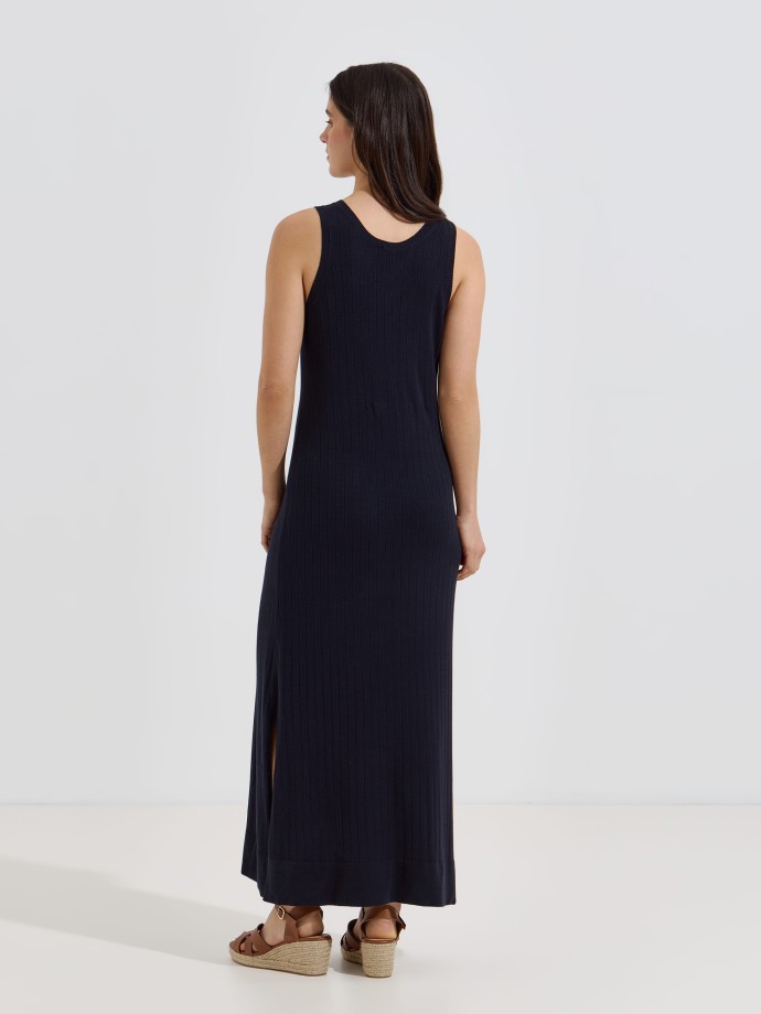 Vestido midi de malha canelada