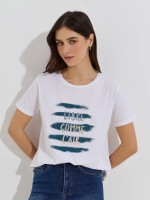 T-shirt estampada com brilhantes