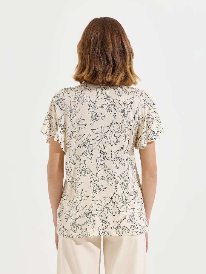 Blusa estampada com decote em V
