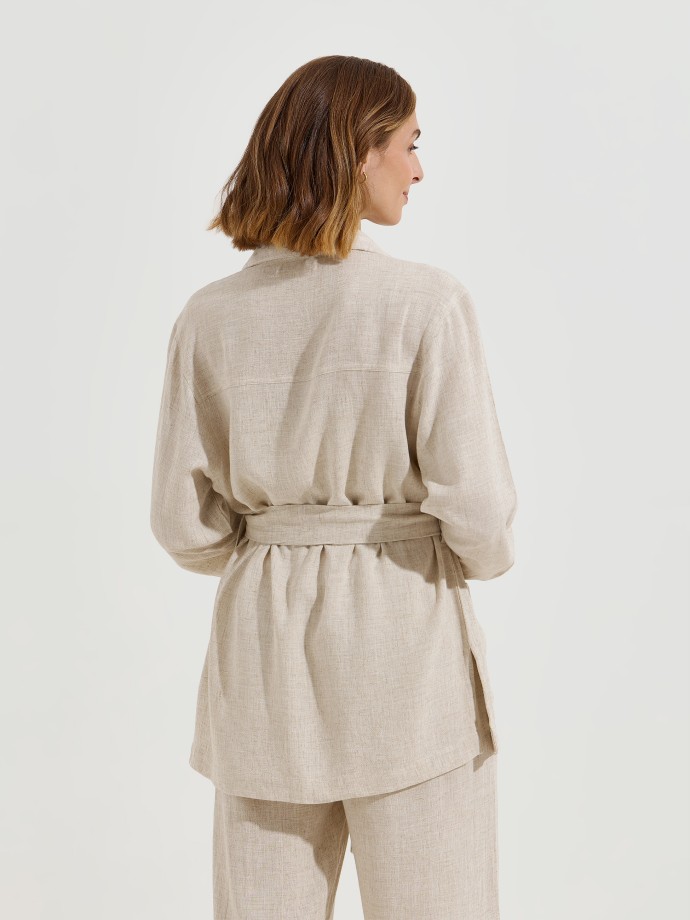 Sobrecamisa com cinto e bolsos