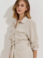 Sobrecamisa com cinto e bolsos