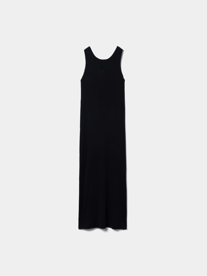 Vestido midi de malha canelada