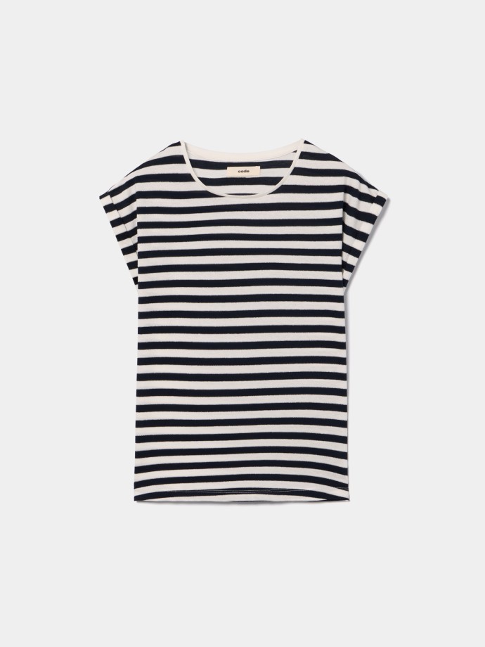 T-shirt �s riscas com brilho