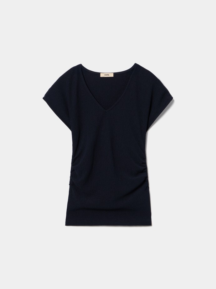T-shirt com franzidos laterais
