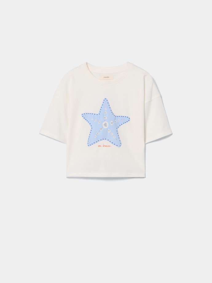 T-shirt cropped estampada