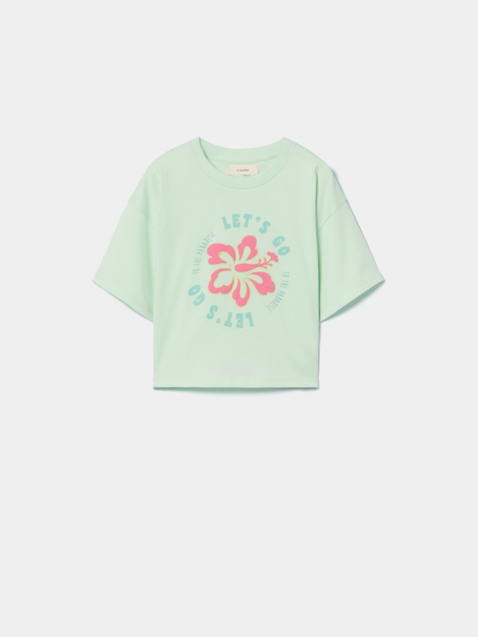 T-shirt cropped estampada