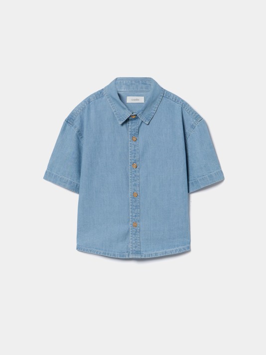 Camisa de ganga de manga curta