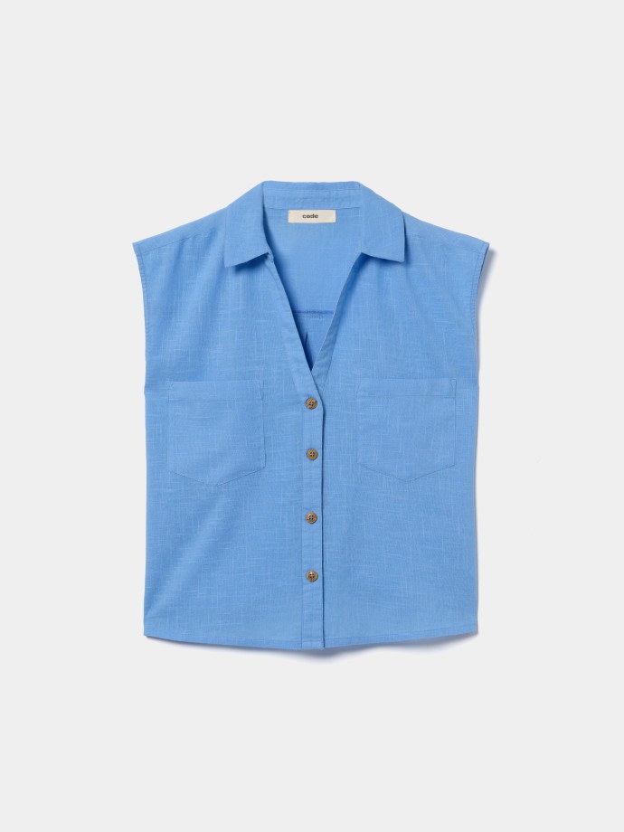 Camisa sem mangas com bot�es