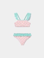 Biquíni com folhos estampado Biquíni com folhos estampado