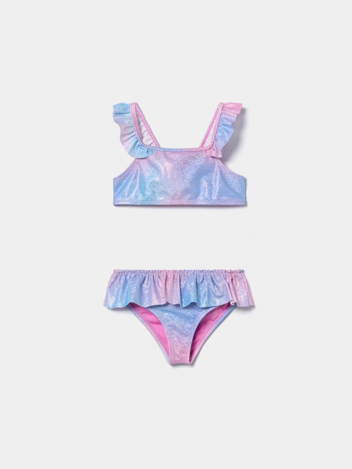 Biqu�ni brilhante com folhos