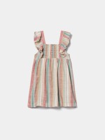 Vestido às riscas com smock Vestido às riscas com smock
