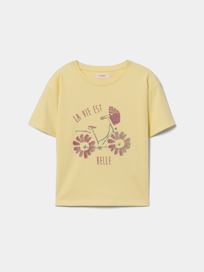 T-shirt estampada em algod�o