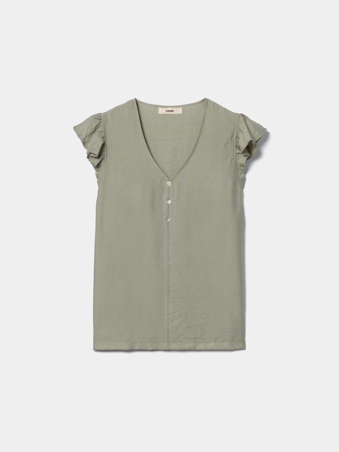 Blusa com folhos nas mangas Blusa com folhos nas mangas