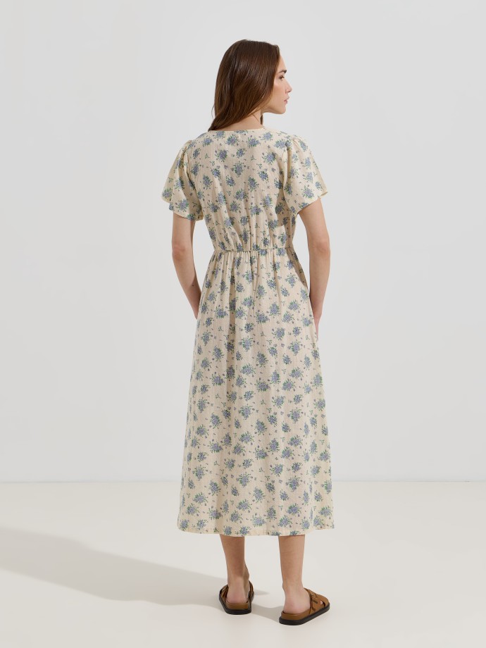 Vestido midi estampado com cinto