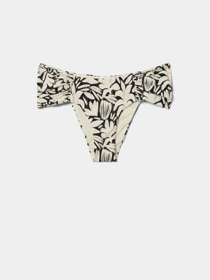 Cueca de biqu�ni estampada com franzido
