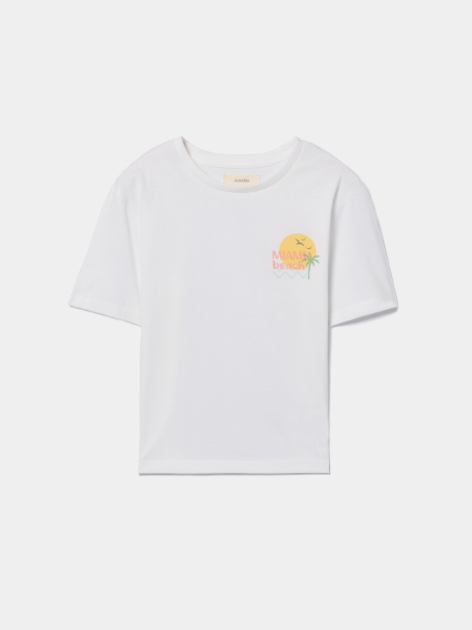 T-shirt em algod�o com estampado