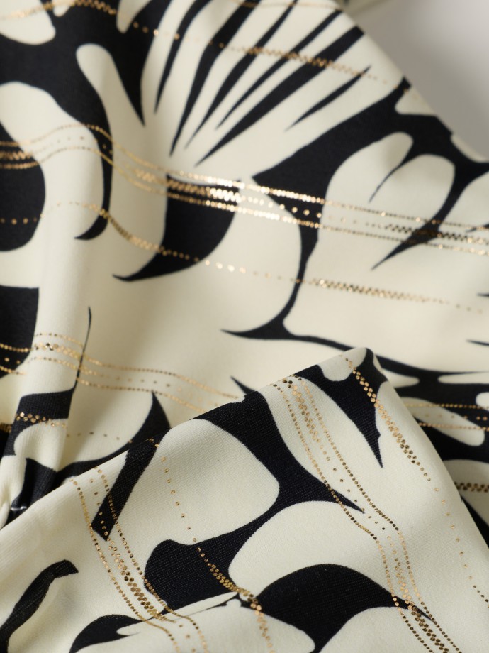 Cueca de biqu�ni estampada com franzido