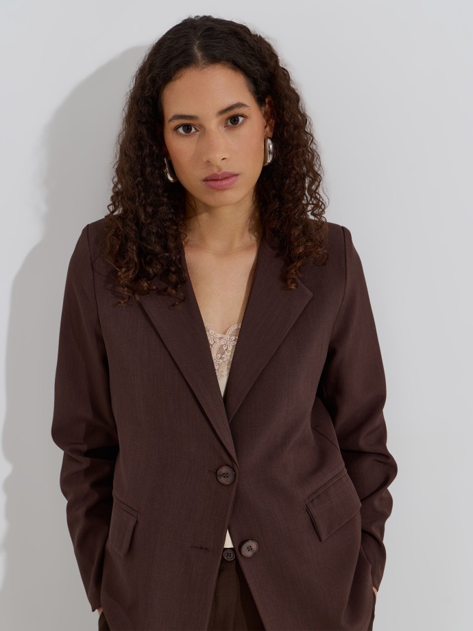 Blazer reto com ombreiras