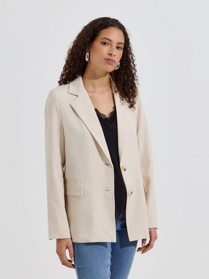 Blazer reto com ombreiras