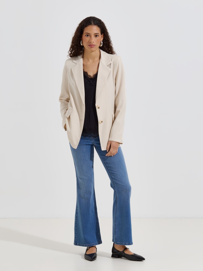 Blazer reto com ombreiras