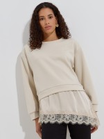 Sweatshirt combinada com renda