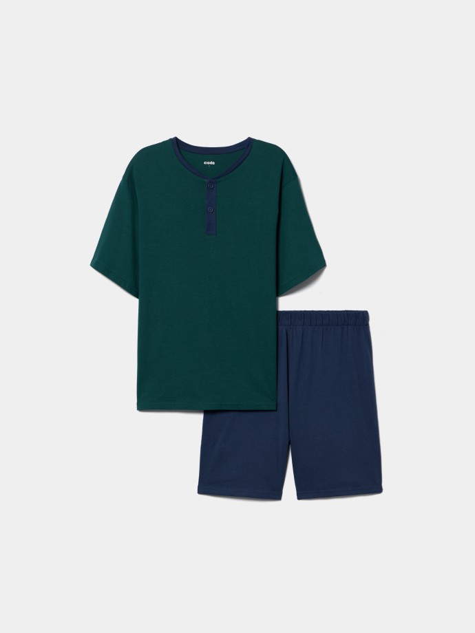 Pijama curto com bot�es na gola