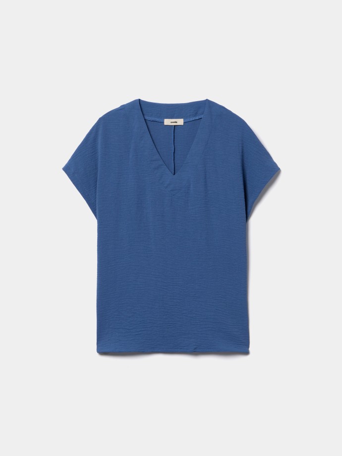 Blusa flu�da com decote em V