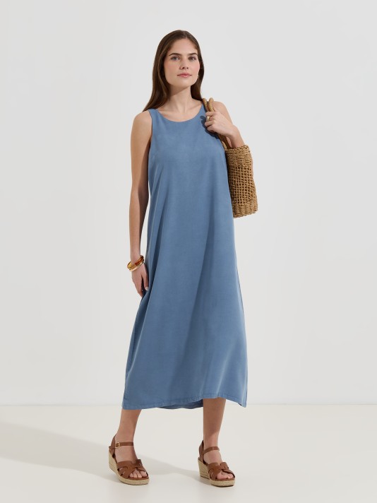 Vestido midi flu�do