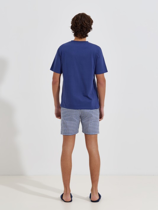 Pijama curto com calções xadrez Pijama curto com calções xadrez