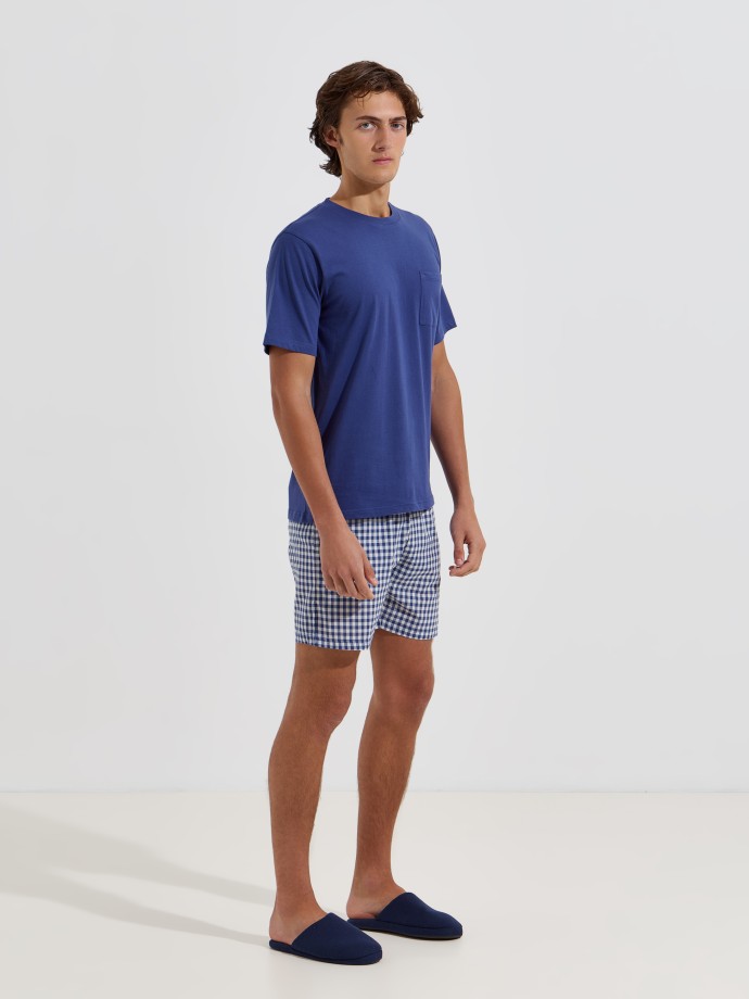Pijama curto com calções xadrez Pijama curto com calções xadrez