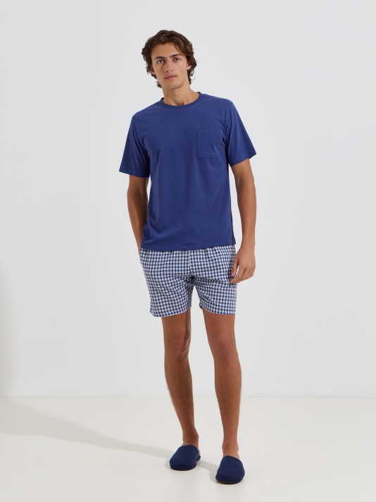 Pijama curto com cal��es xadrez