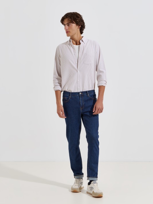 Camisa às riscas com bolso Camisa às riscas com bolso