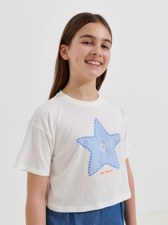 T-shirt cropped estampada