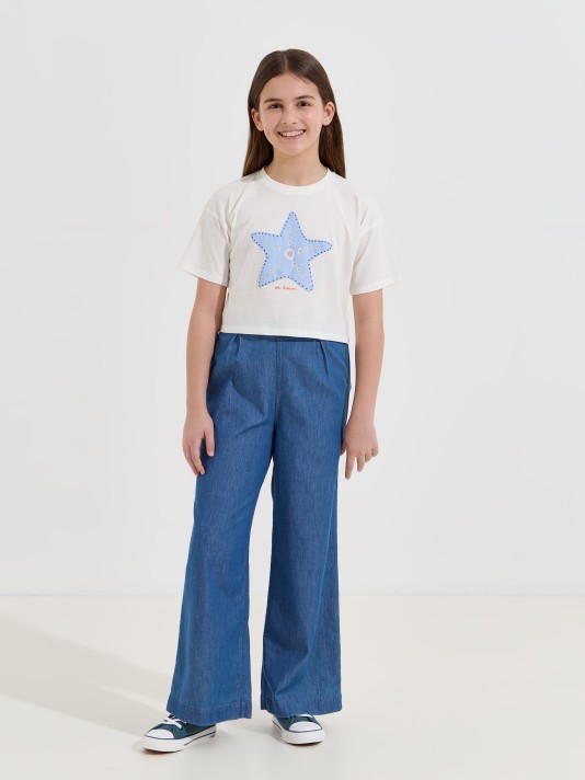 T-shirt cropped estampada