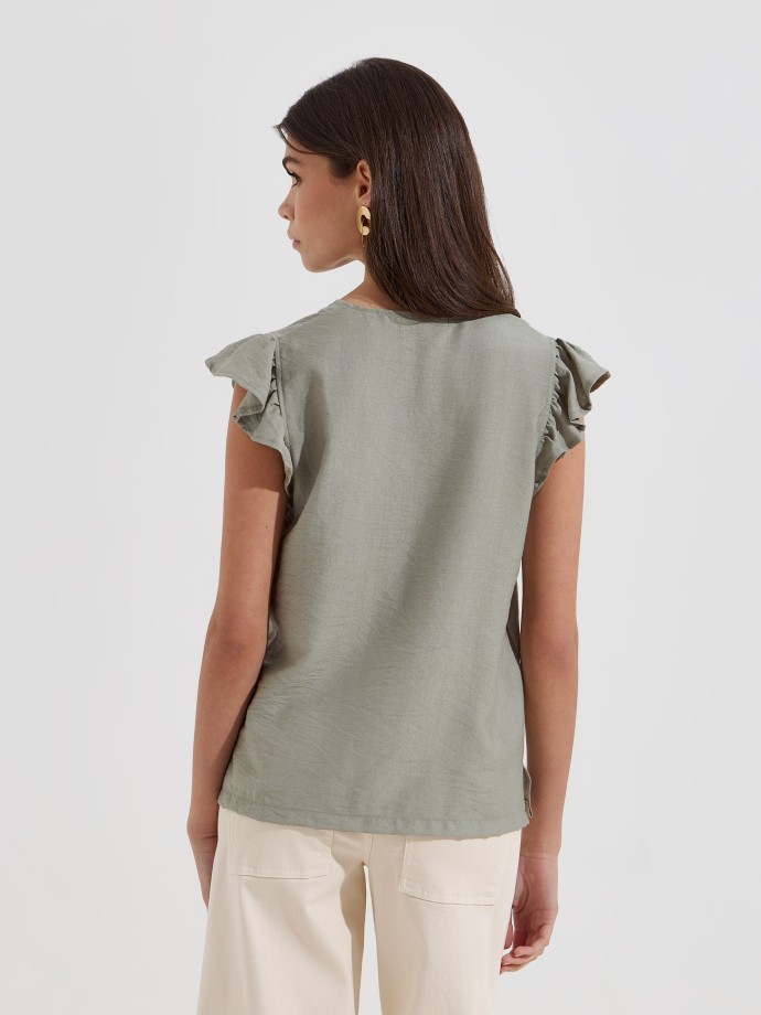Blusa com folhos nas mangas Blusa com folhos nas mangas