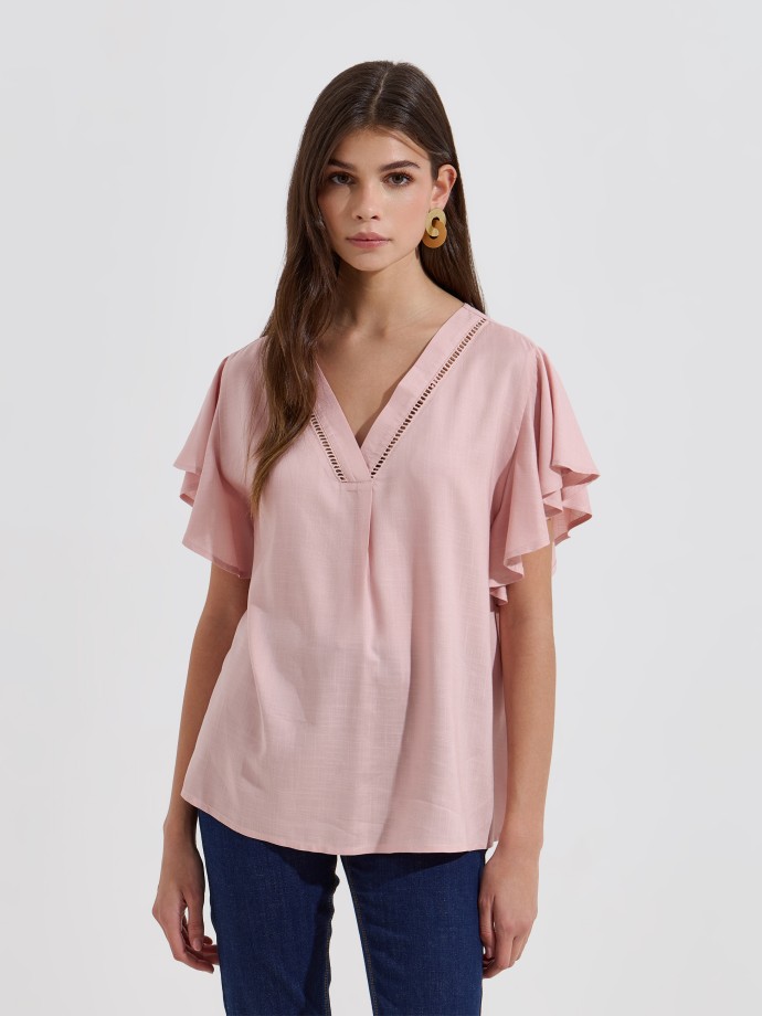 Blusa com folho nas mangas