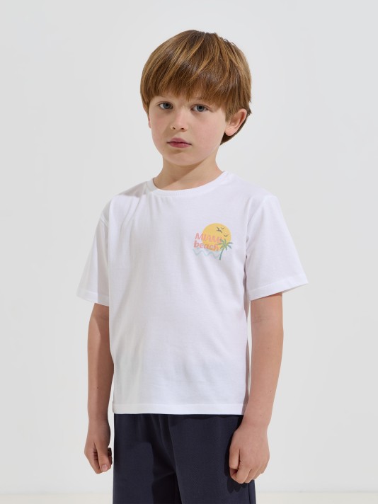 T-shirt em algod�o com estampado