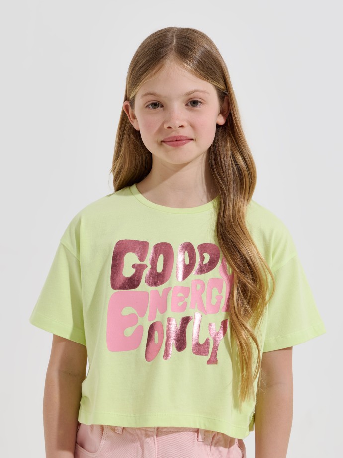 T-shirt cropped estampada