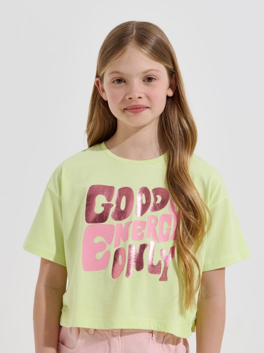 T-shirt cropped estampada