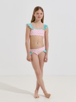 Biquíni com folhos estampado Biquíni com folhos estampado