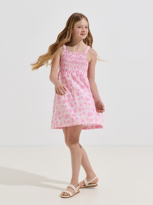 Vestido de al�as texturado com padr�o