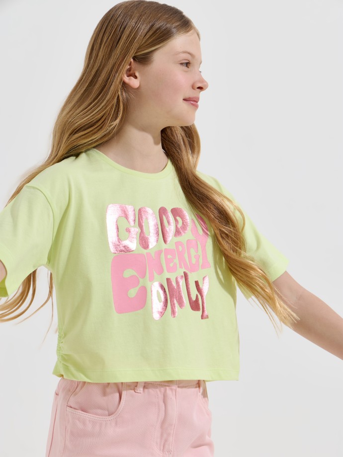 T-shirt cropped estampada