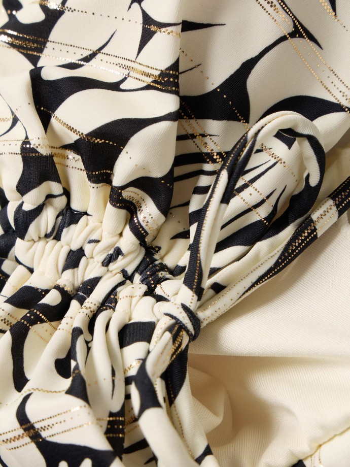Top de biqu�ni estampado com franzido