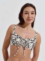 Top de biqu�ni estampado com franzido