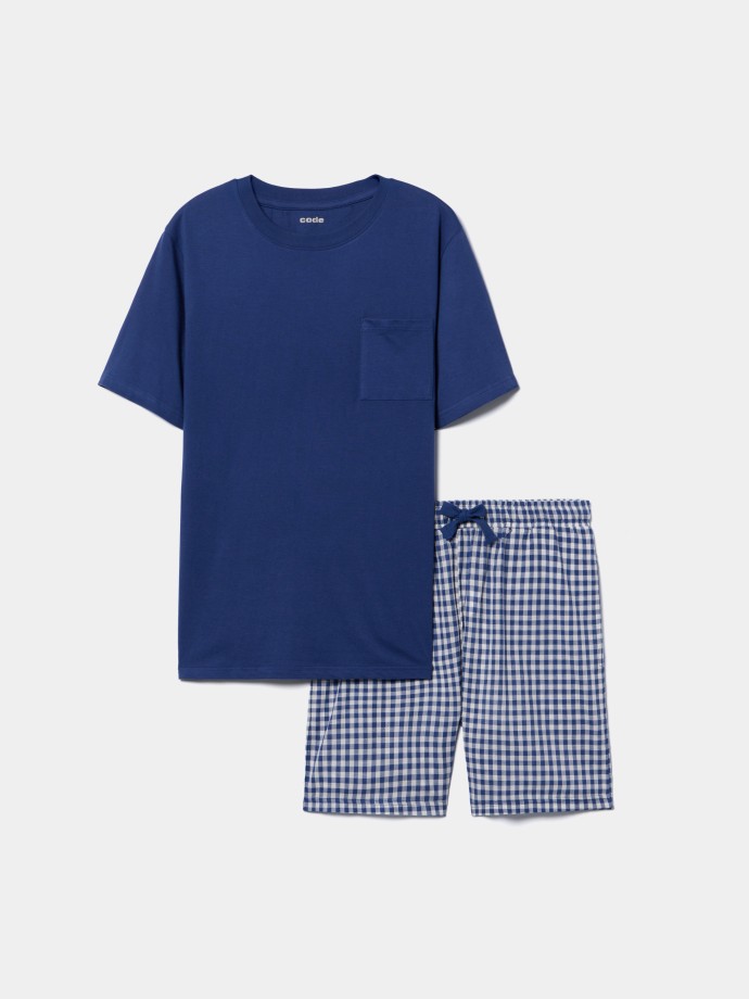 Pijama curto com calções xadrez Pijama curto com calções xadrez
