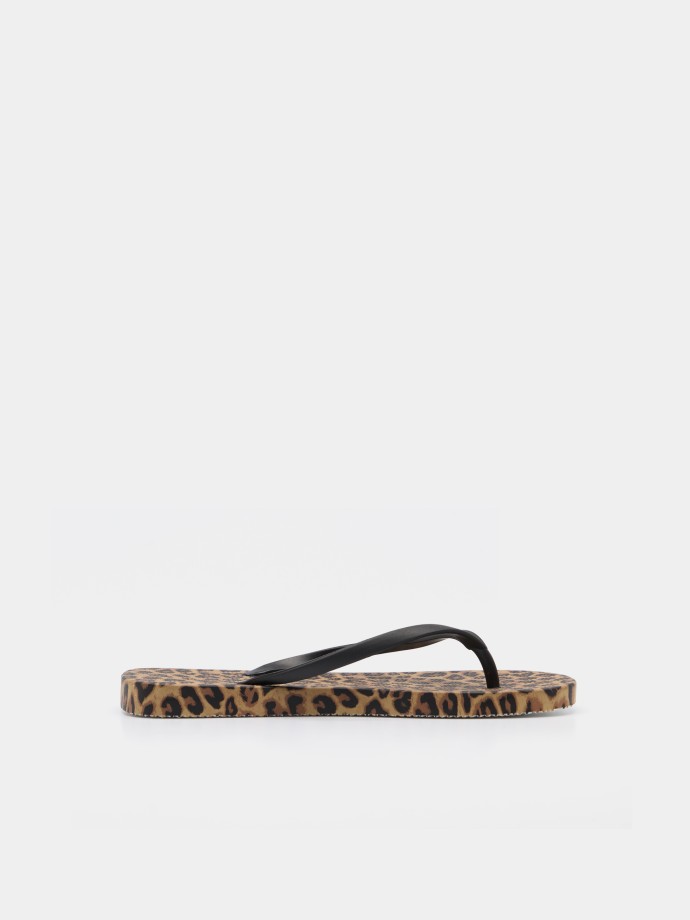 Chinelos de dedo com animal print