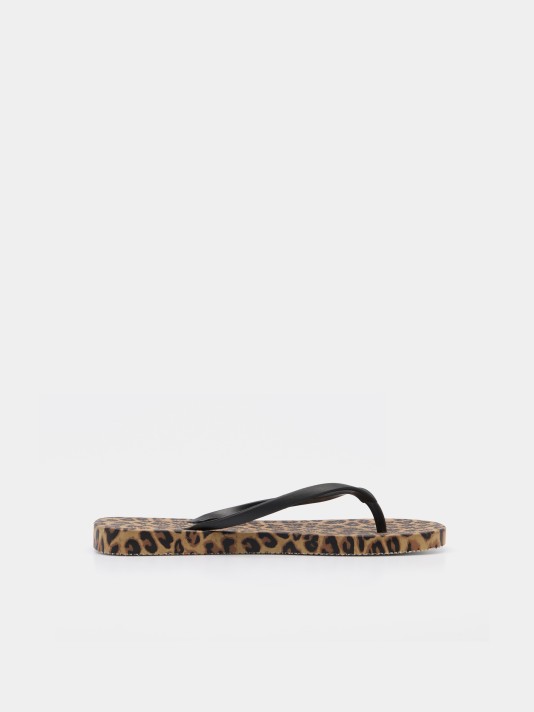 Chinelos de dedo com animal print