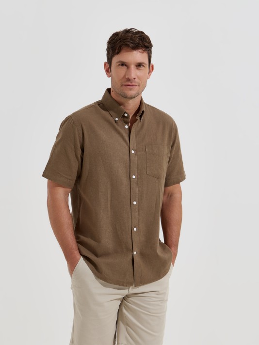 Camisa de manga curta com linho